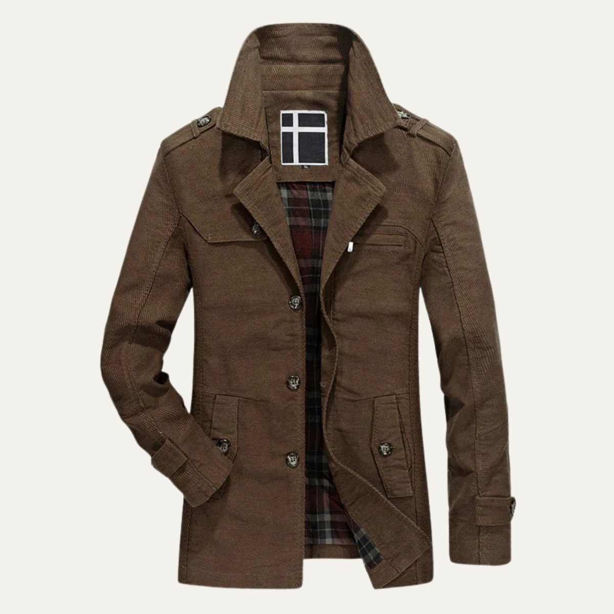 The Appiano Men’s Winter Wool Coat with Plaid Lining and Double Breasted Design