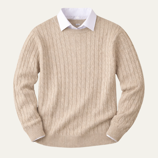 The Campobasso Men’s Cable Knit Crewneck Sweater