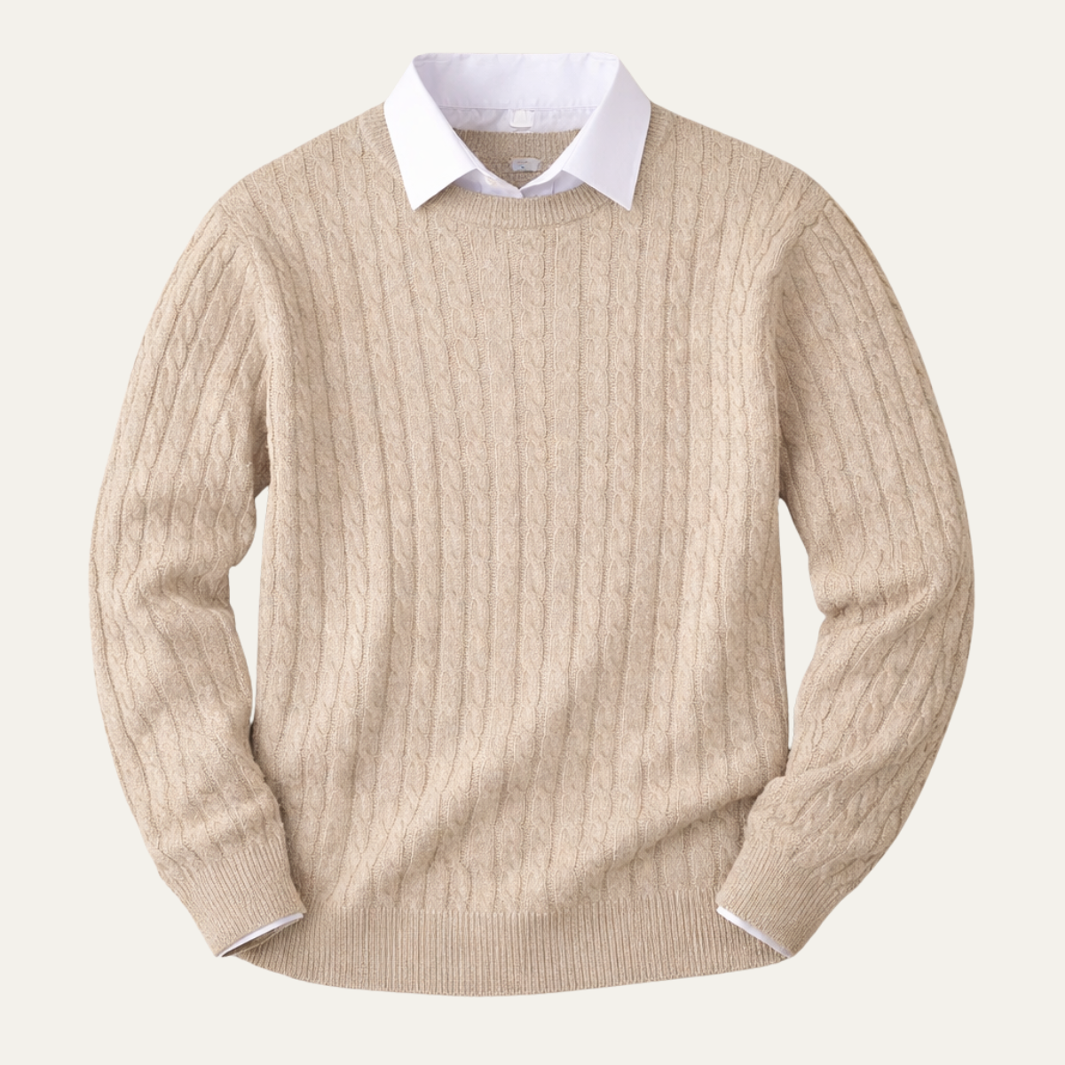 The Campobasso Men’s Cable Knit Crewneck Sweater