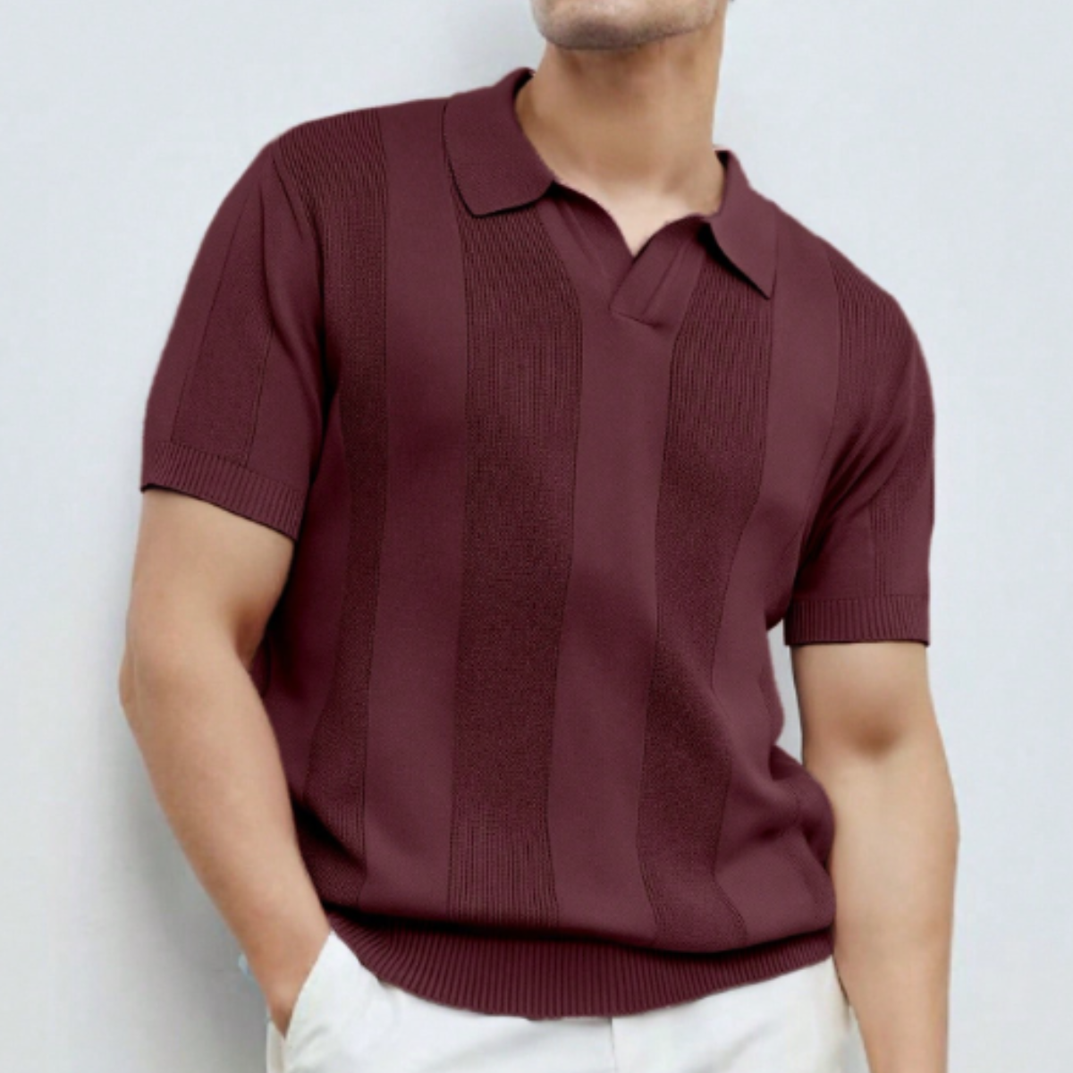 The Pyrmont Men’s Short Sleeve Knitted Polo Shirt Solid Color Trendy Top