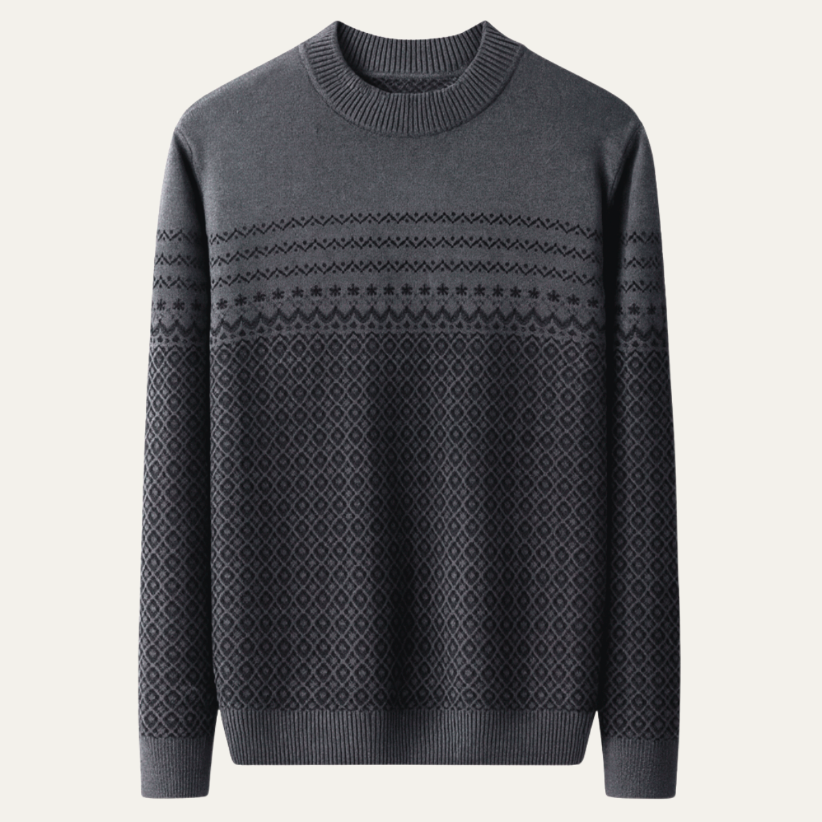 The Murcia Men’s Thick Winter Jacquard Knit High Collar Sweater