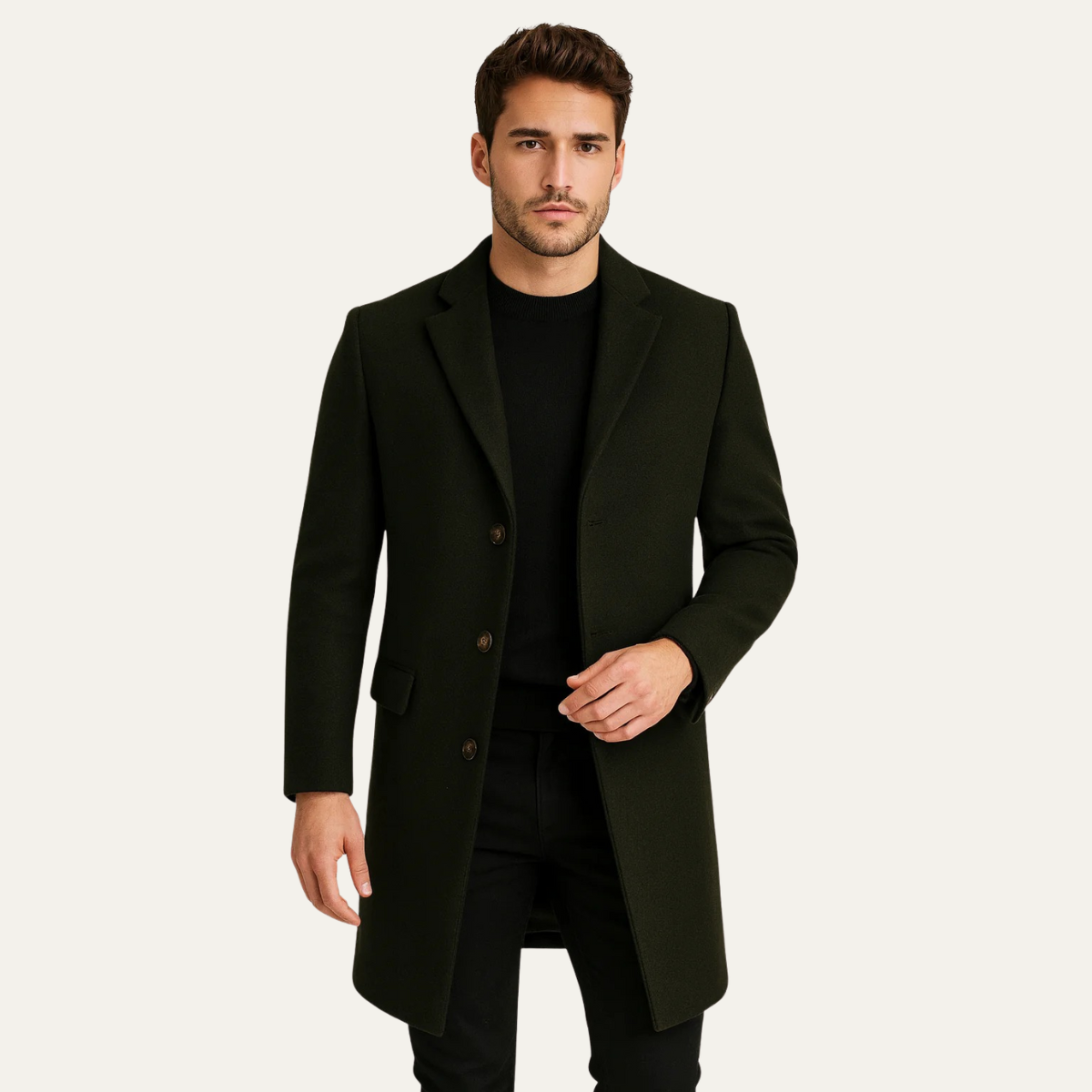 The Brianza Men’s Smart Single Breasted Wool Blend Overcoat