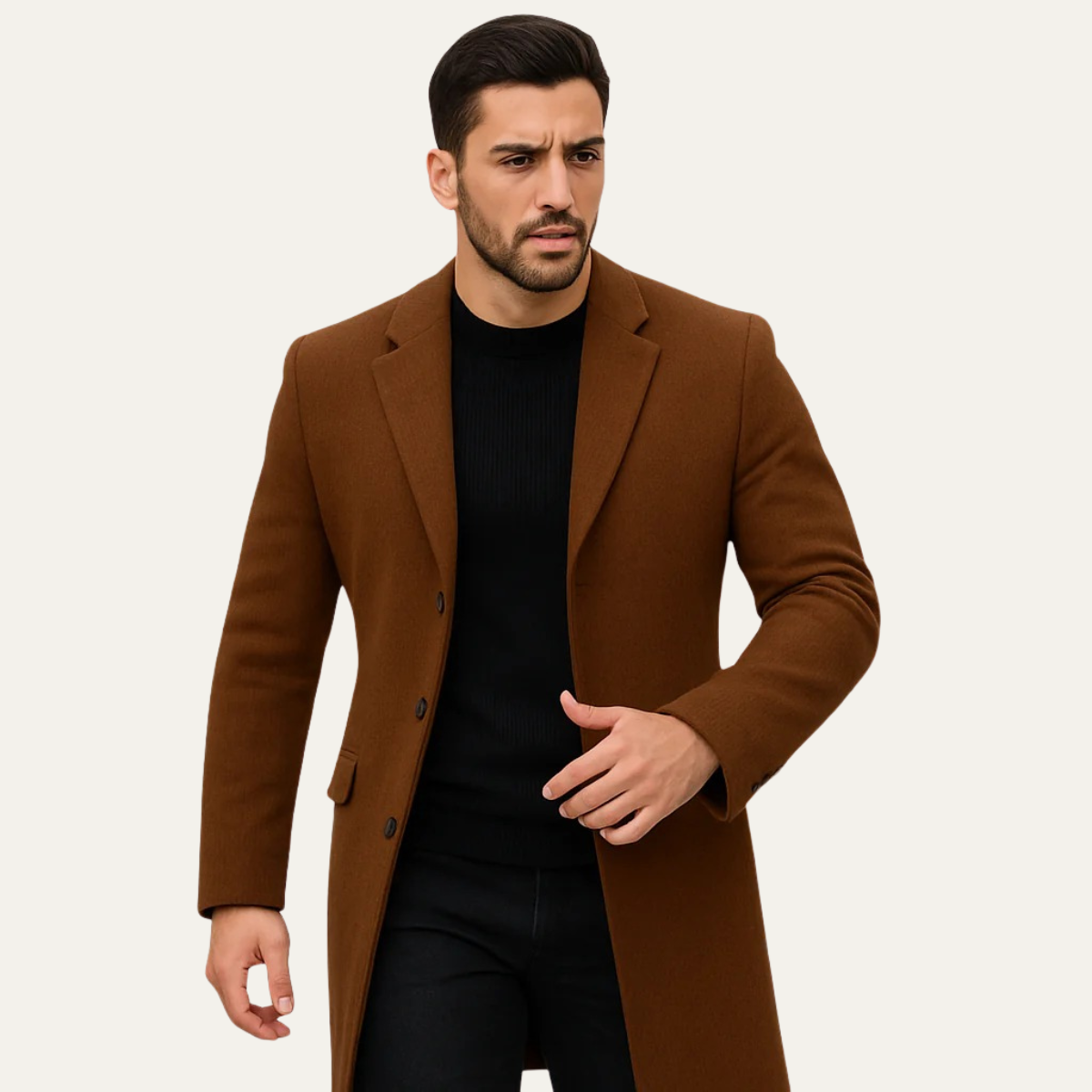 The Brianza Men’s Smart Single Breasted Wool Blend Overcoat