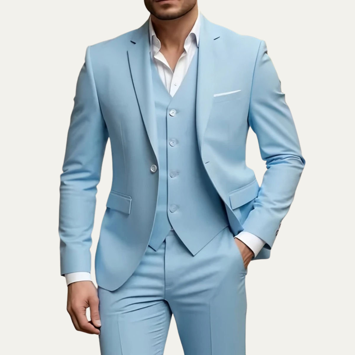 The Trebbiano Men’s 3 Piece Suit – Elegant Slim Fit Formal Tuxedo Set