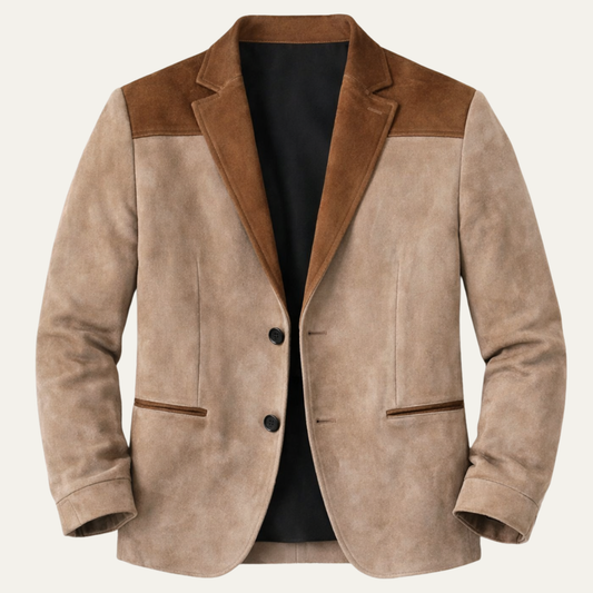 The Cumberland Men’s Slim Fit Patchwork Velvet Blazer Jacket
