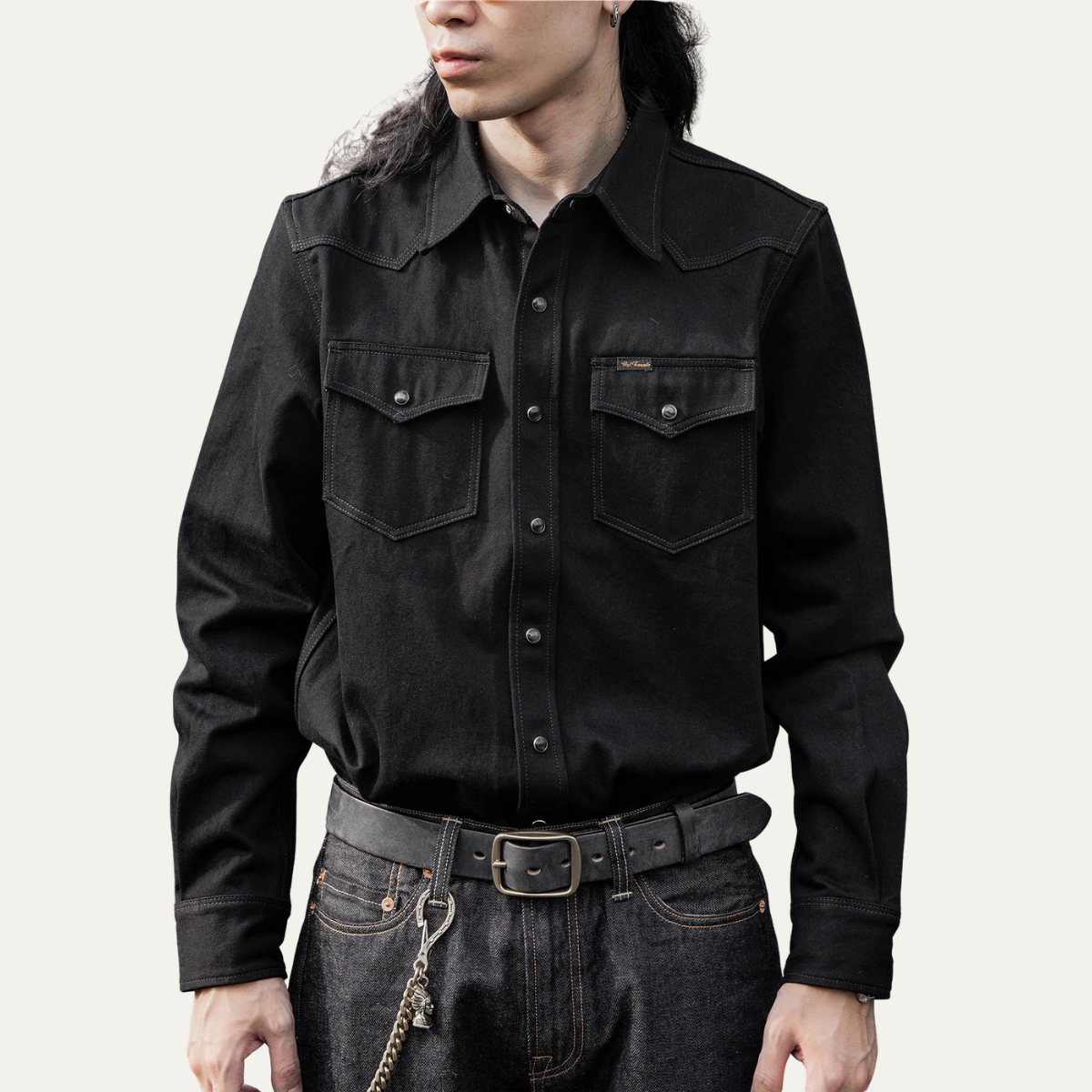 The Bologna Men’s Black Denim Streetwear Shirt