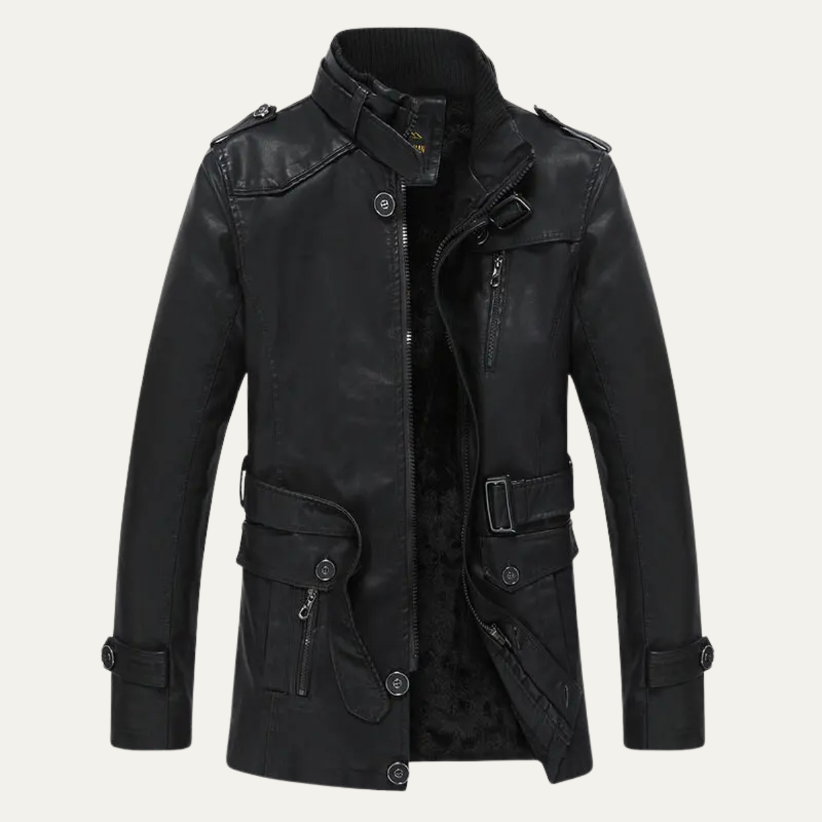 The Sardegna Men’s Classic Winter Leather Jacket with Belt