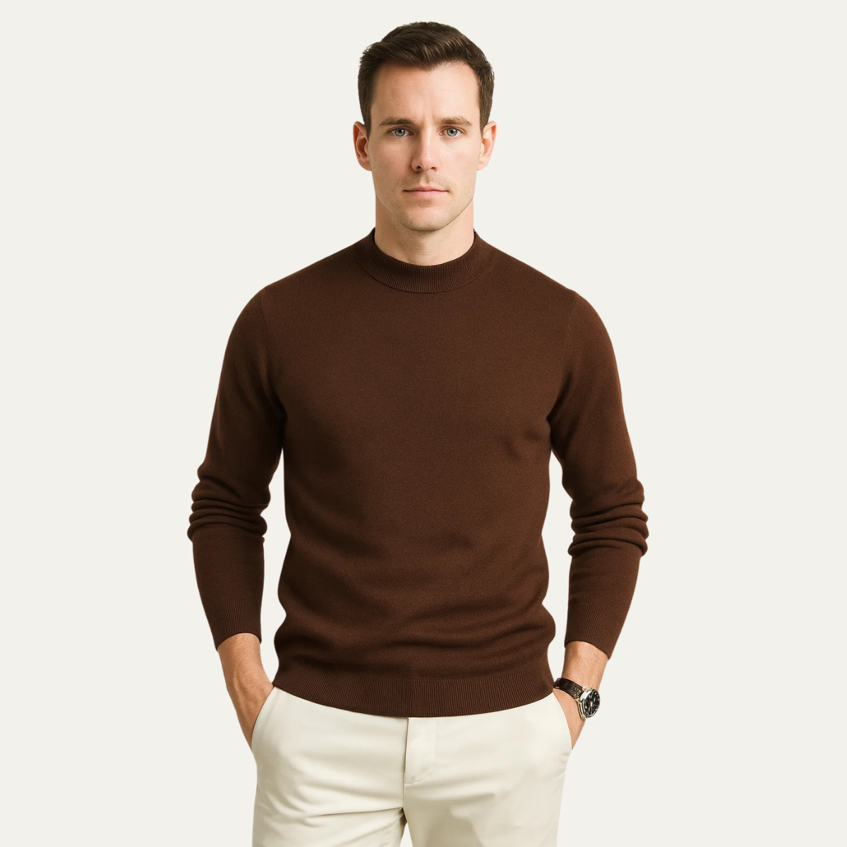 The Cattolica Men’s Classic Plain Knit Crew Neck Sweater