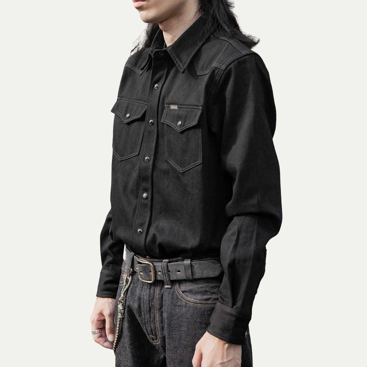 The Bologna Men’s Black Denim Streetwear Shirt