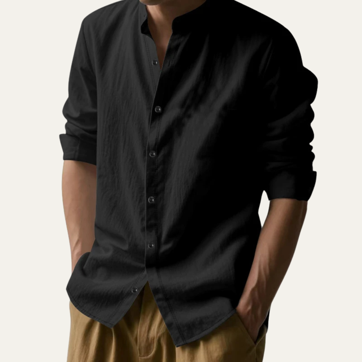 The Courmayeur Men’s Casual Cotton Linen Button Down Shirt