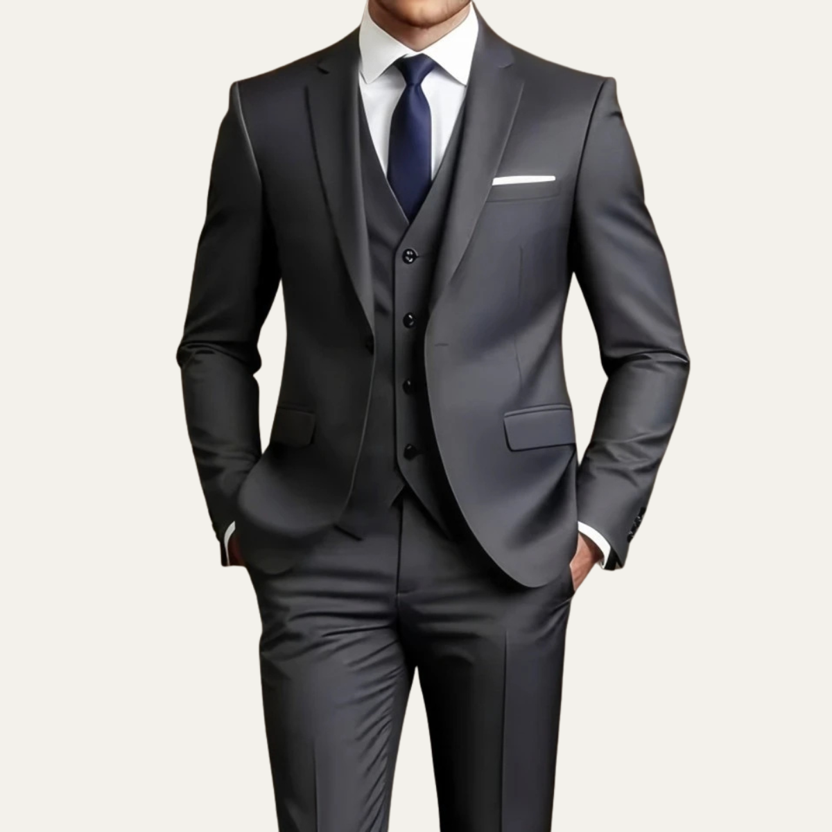 The Trebbiano Men’s 3 Piece Suit – Elegant Slim Fit Formal Tuxedo Set