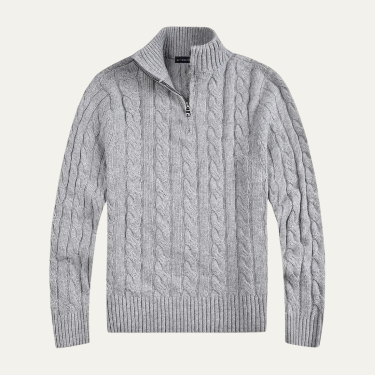 The Pesaro Men’s Cable Knit High Neck Quarter Zip Sweater