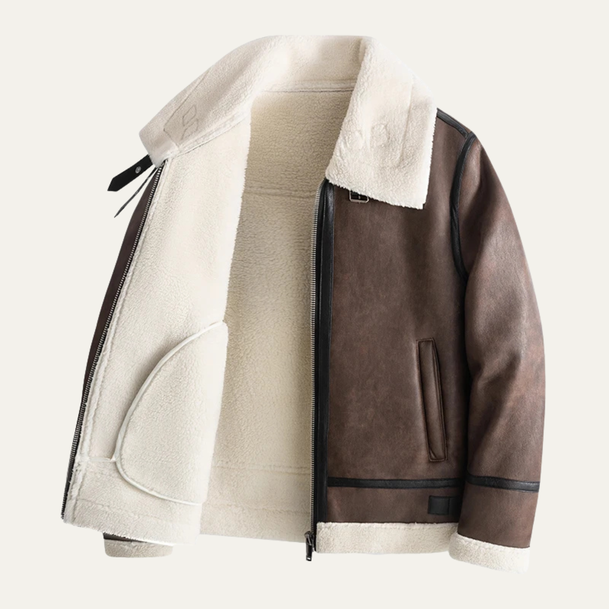 The Fairview Men’s Retro Faux Leather Jacket with Shearling Lining