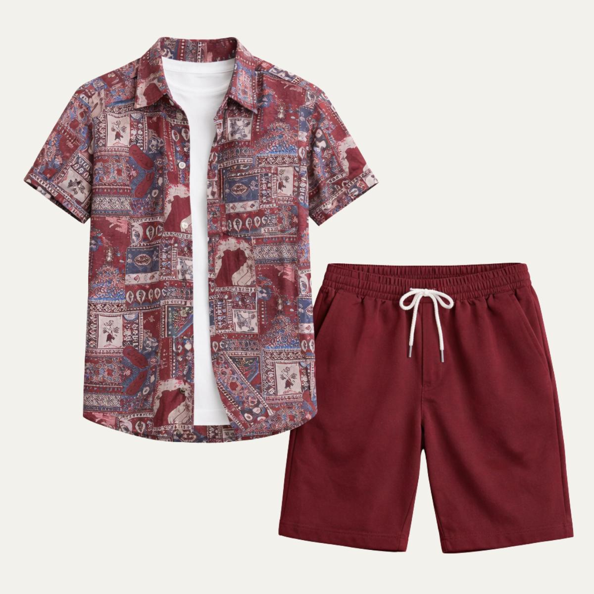 The Brooklawn Men’s Vintage Print Set – Shirt & Short