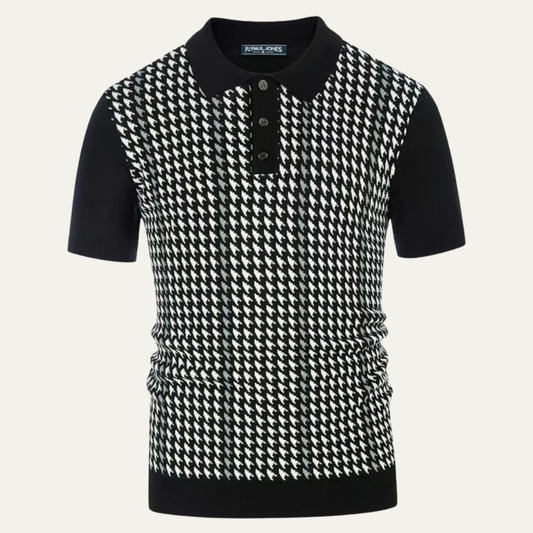 The Amarone Men’s Contrast Pattern Knit Polo Shirt