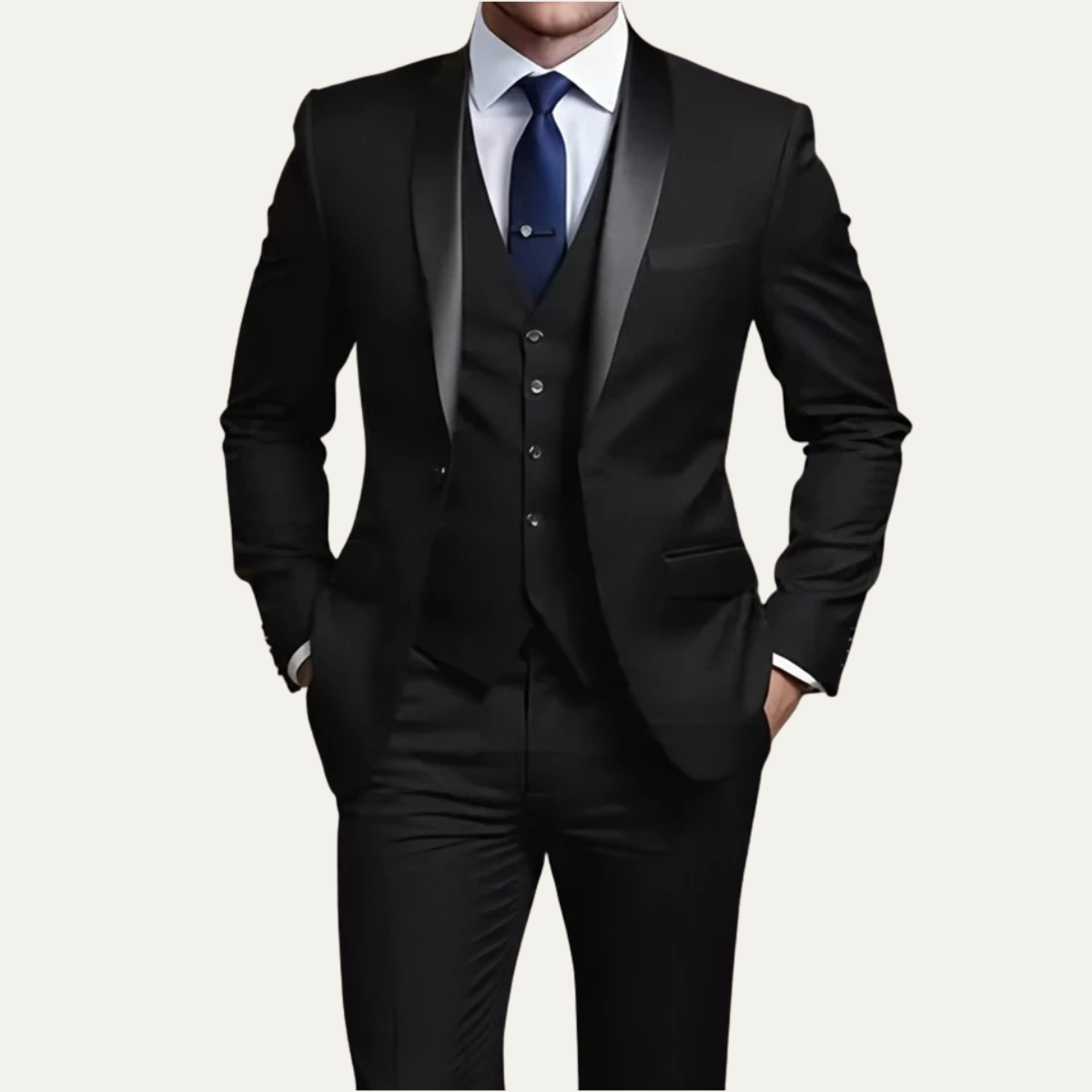 The Trebbiano Men’s 3 Piece Suit – Elegant Slim Fit Formal Tuxedo Set