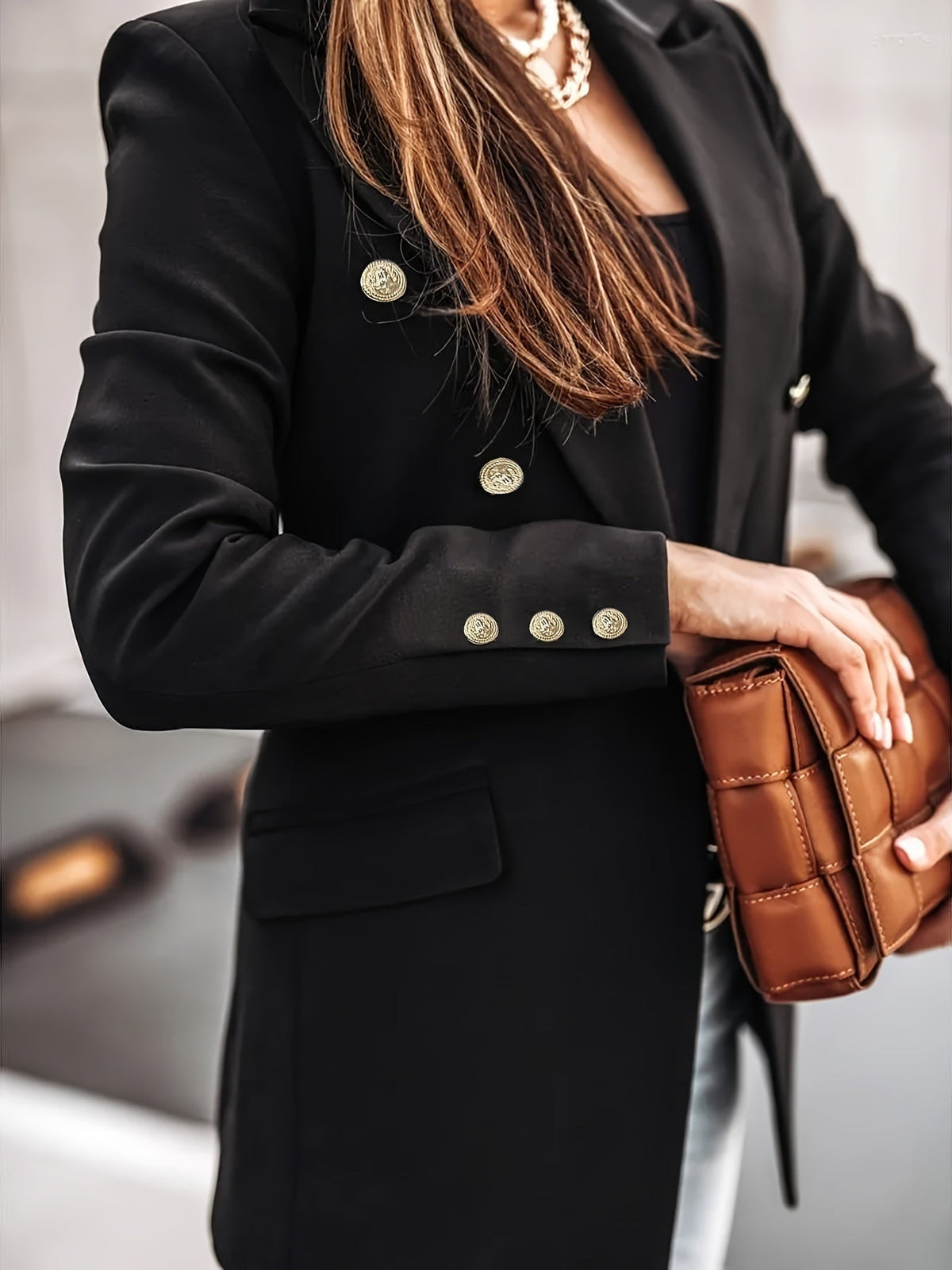 Women's Twin Row Blazer in Black or White
