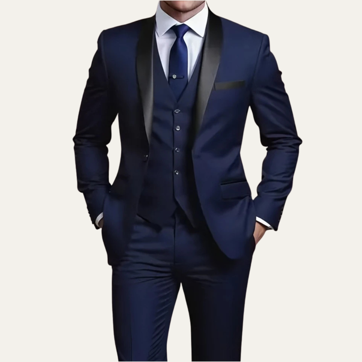 The Trebbiano Men’s 3 Piece Suit – Elegant Slim Fit Formal Tuxedo Set