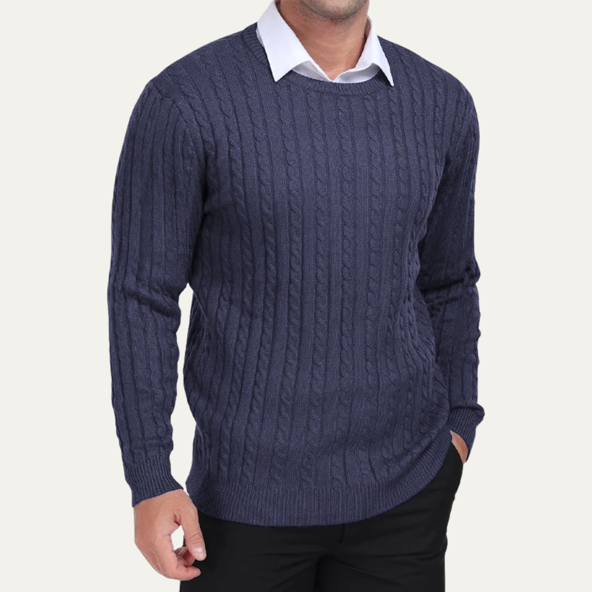The Campobasso Men’s Cable Knit Crewneck Sweater