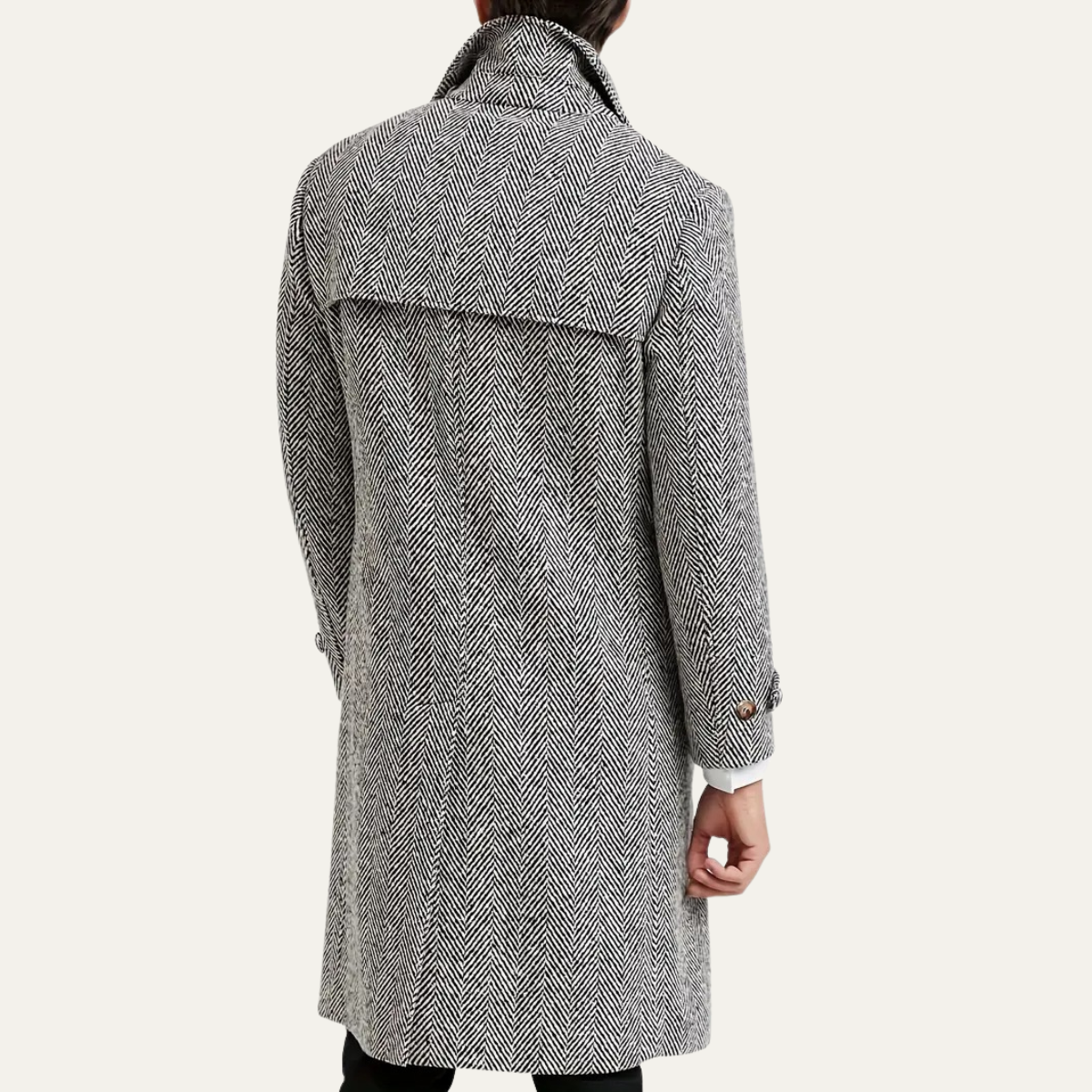 Men's Herringbone Double Breasted Wool Coat