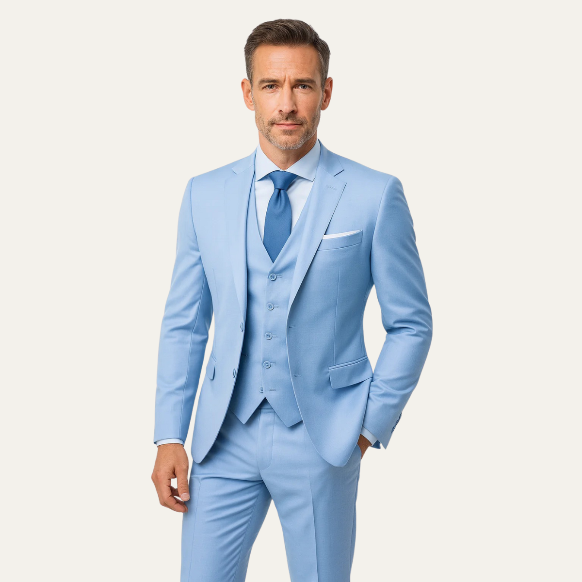 The Teramo Men’s 3 Piece Suit Set – Blazer, Waistcoat & Trousers