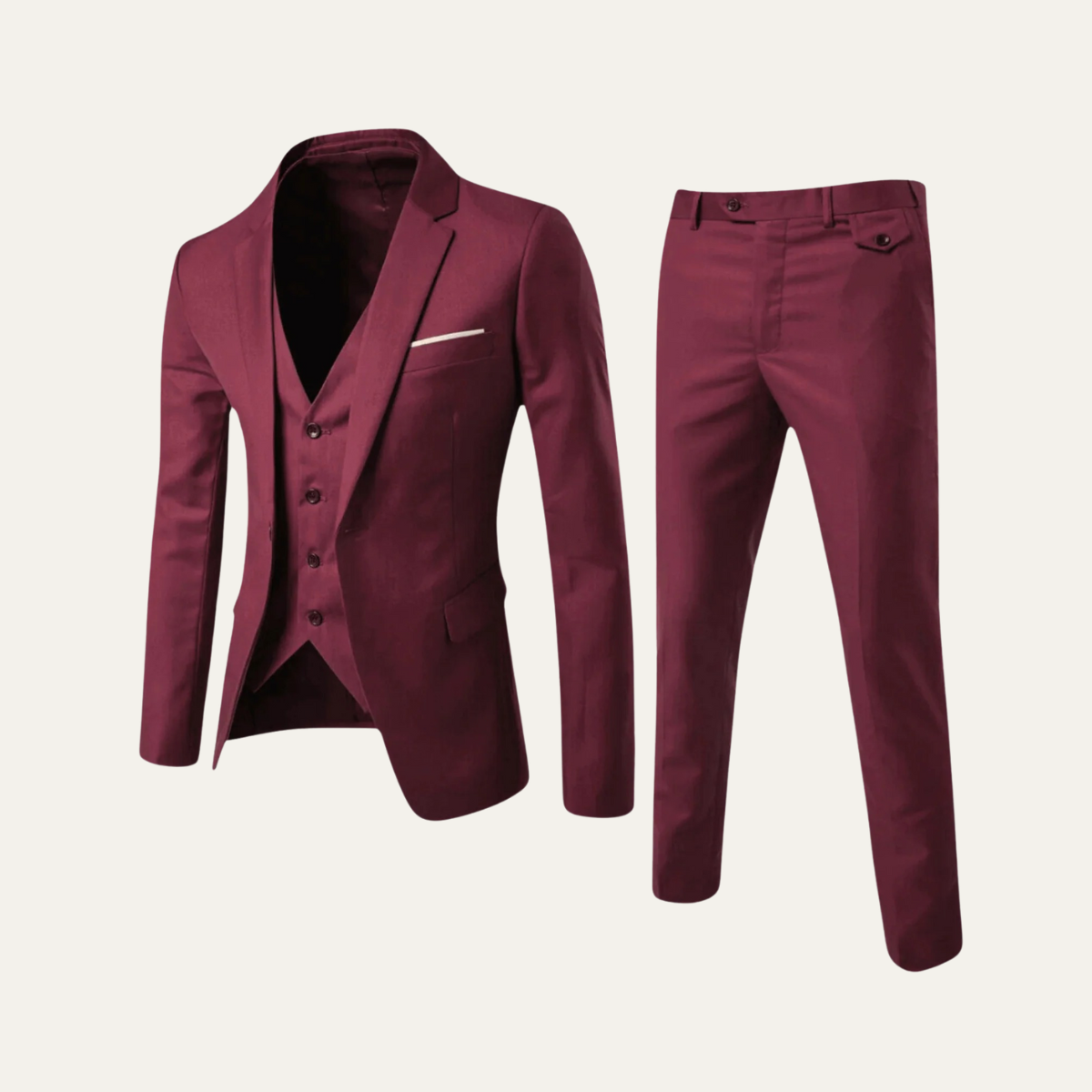 The Teramo Men’s 3 Piece Suit Set – Blazer, Waistcoat & Trousers