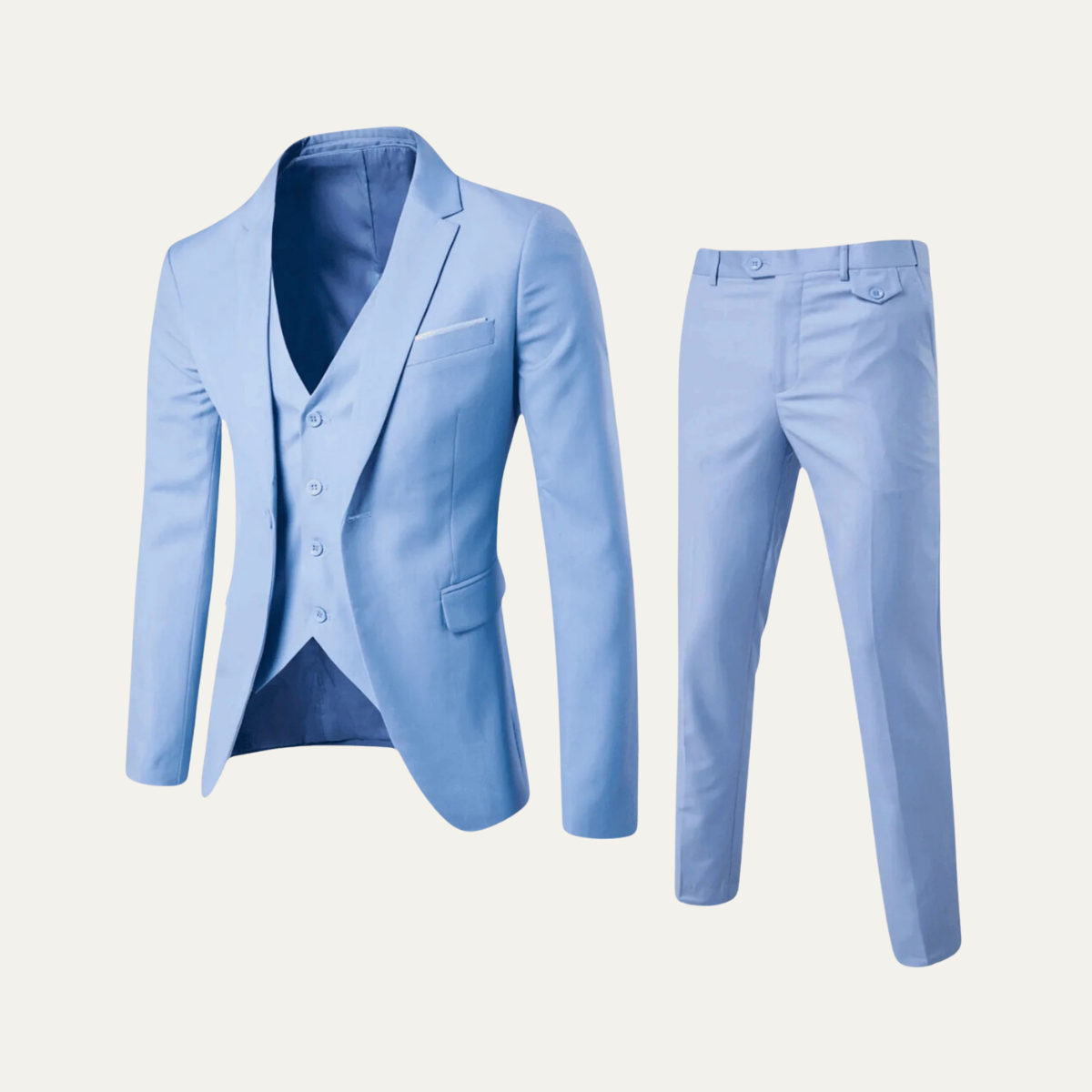 The Teramo Men’s 3 Piece Suit Set – Blazer, Waistcoat & Trousers