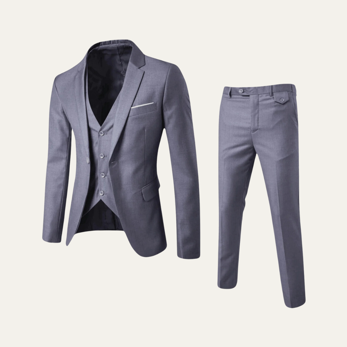 The Teramo Men’s 3 Piece Suit Set – Blazer, Waistcoat & Trousers