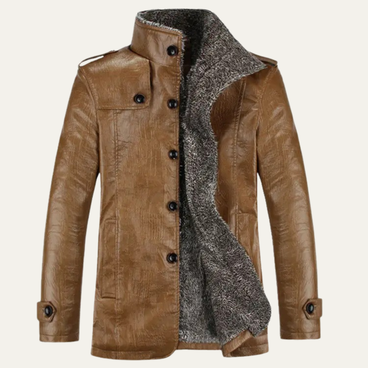 The Prosecco Men’s Winter Fleece Lined Leather Jacket