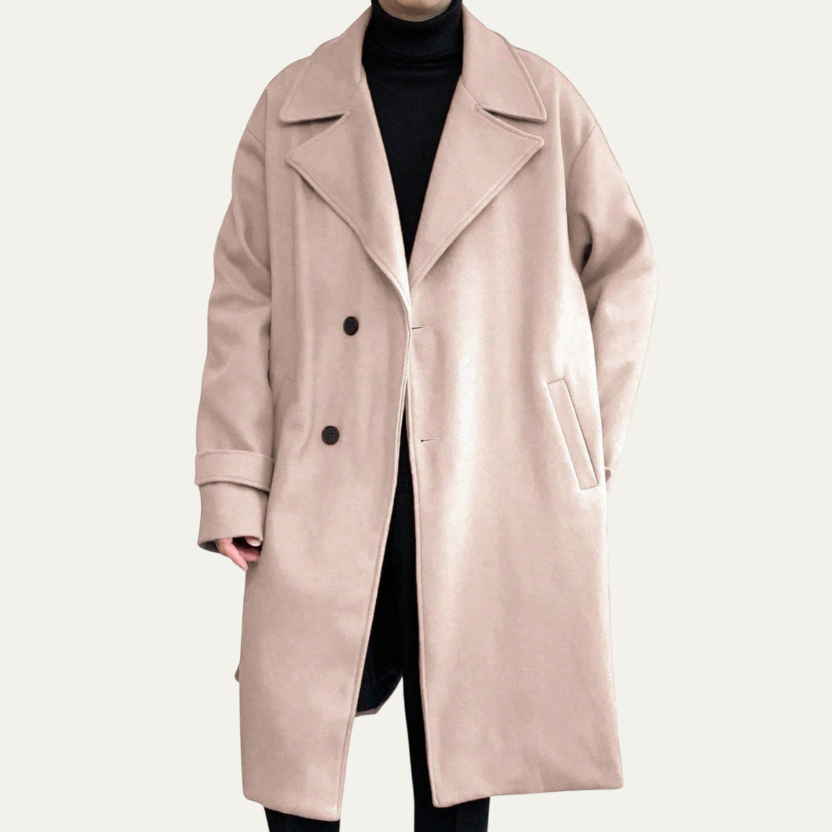 Men's Wool Overcoat Black Long