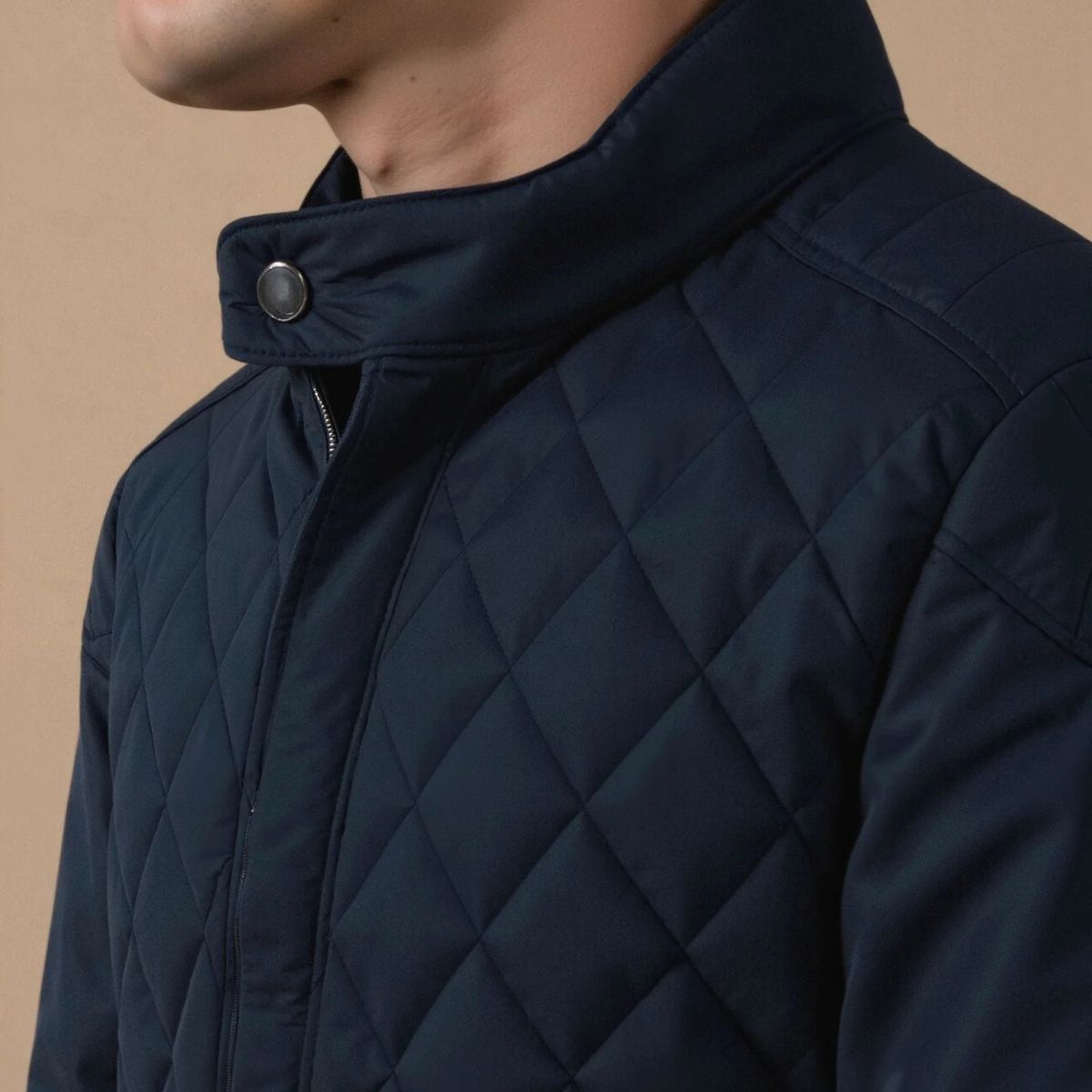 The Oxford Navy Blue Quilted Jacket – Men’s Diamond Quilted Coat