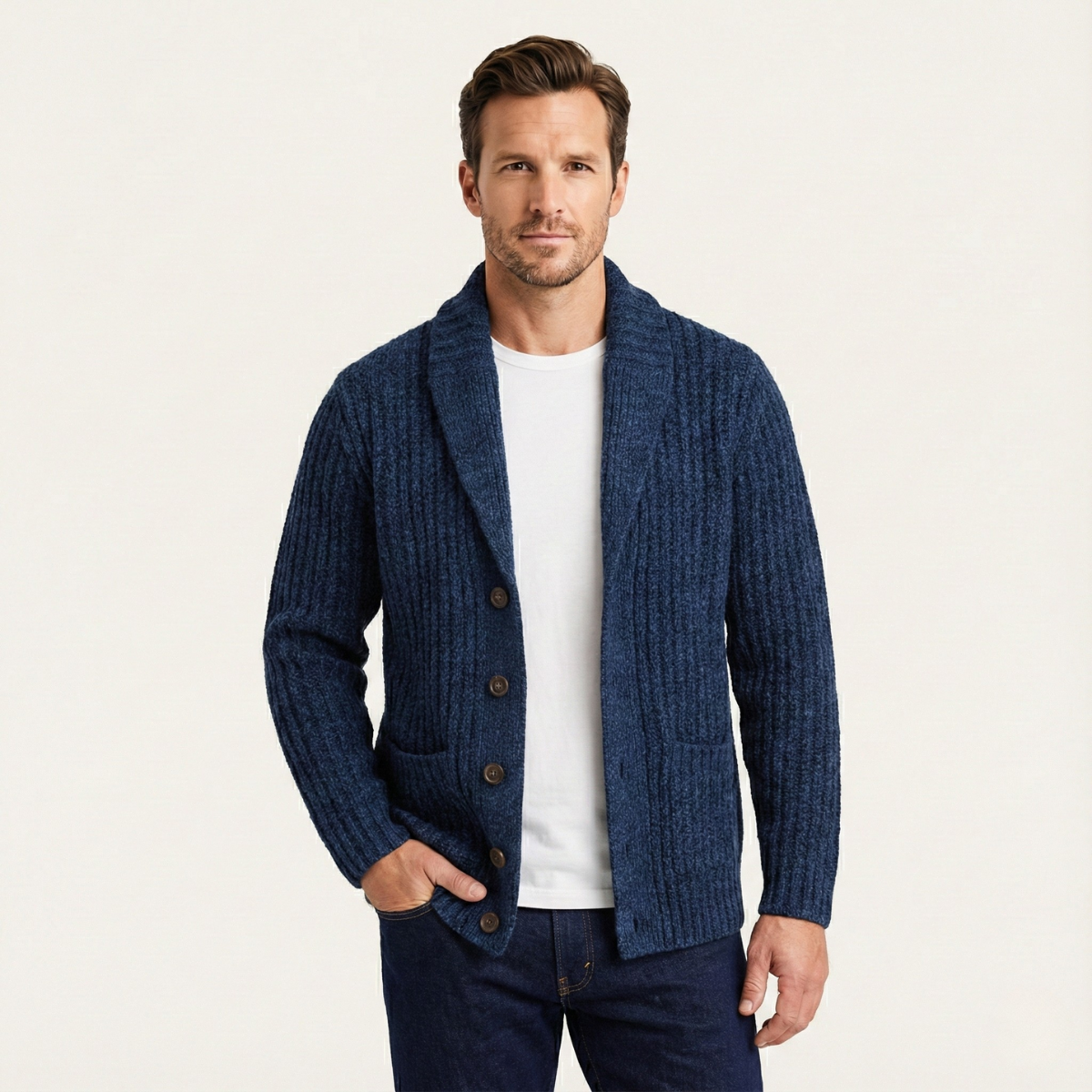 The Montpellier Men’s Chunky Knit Shawl Collar Cardigan