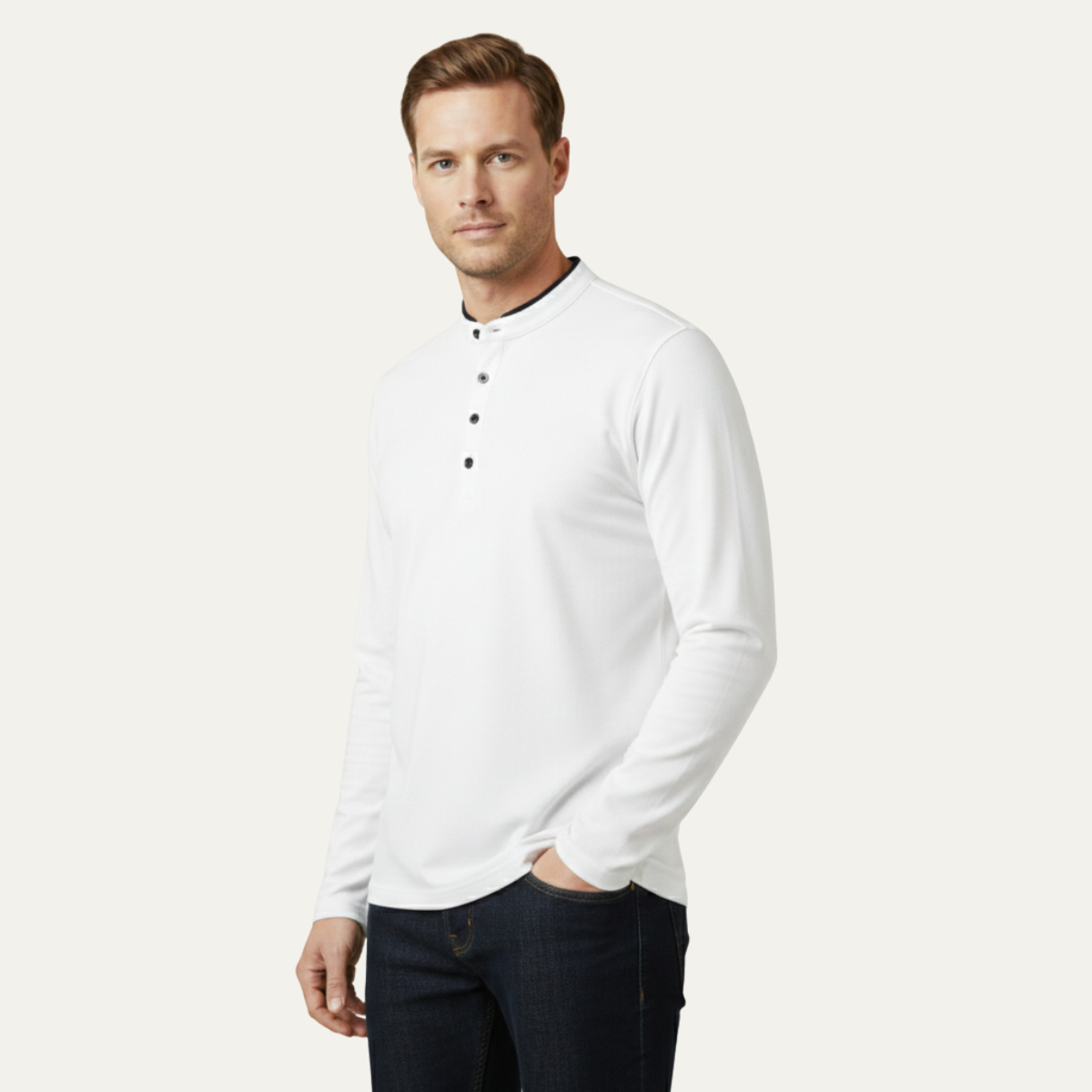The Meadowfield Men’s Slim Fit Stand Collar Long Sleeve T Shirt
