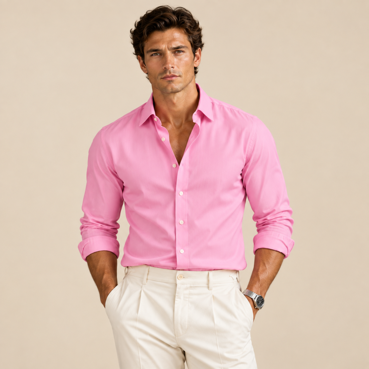 The Lezzeno Men’s Solid Color Stretch Lightweight Shirt