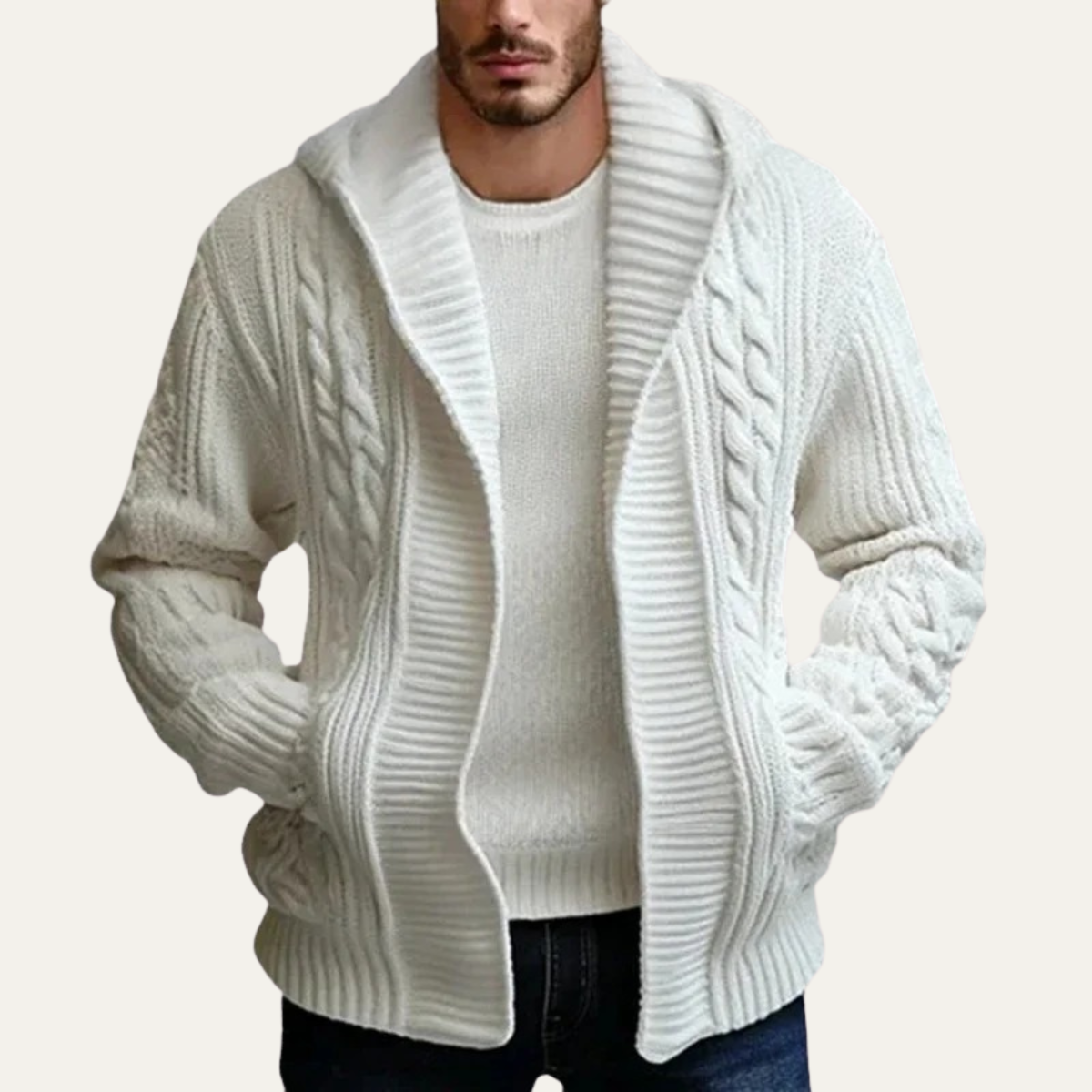 The Conwy Men’s Chunky Cable Knit Winter Cardigan
