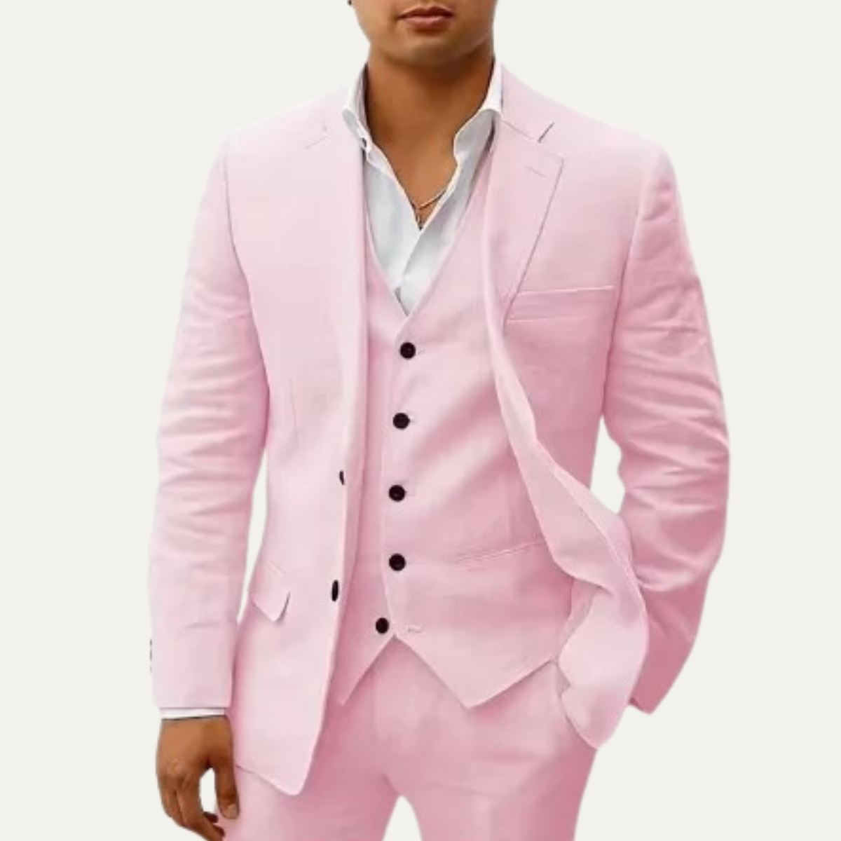 The Fairwood Men’s Classic 3 Piece Linen Summer Suit – Blazer, Vest & Pants