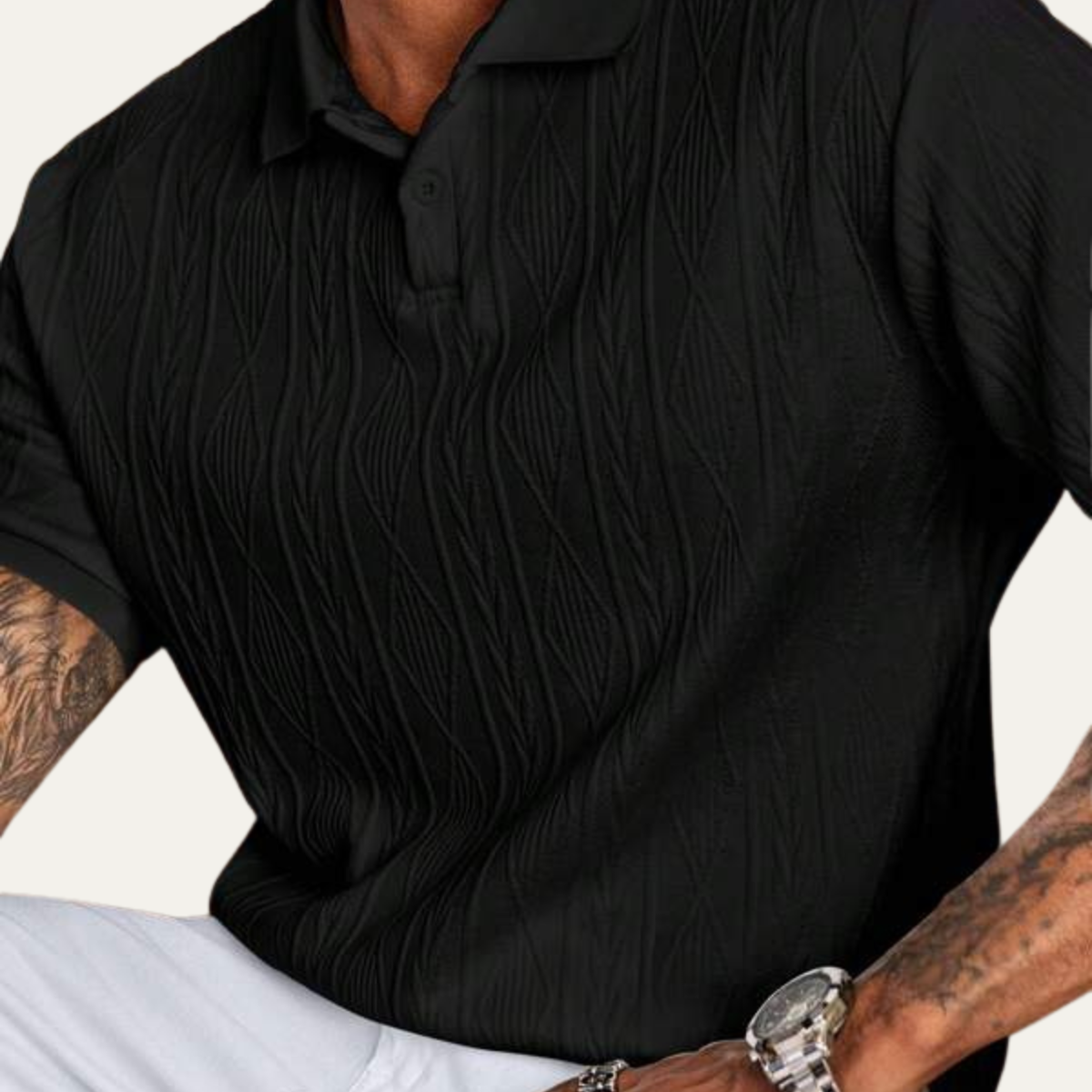 The Ridgebrook Men’s Textured Button Up Casual Polo Shirt