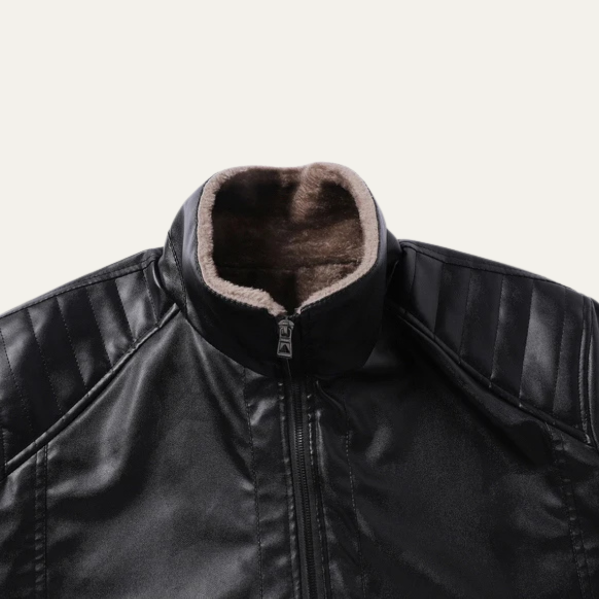The Highcrest Men’s Winter Fleece Lined Faux Leather Biker Jacket
