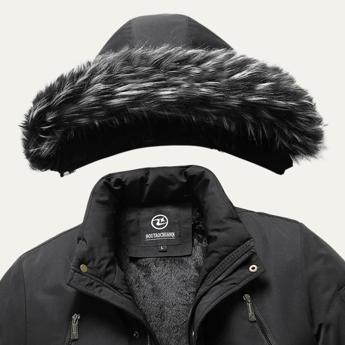 The Ragusa Men's Winter Warm Detachable Fur Hooded Jacket