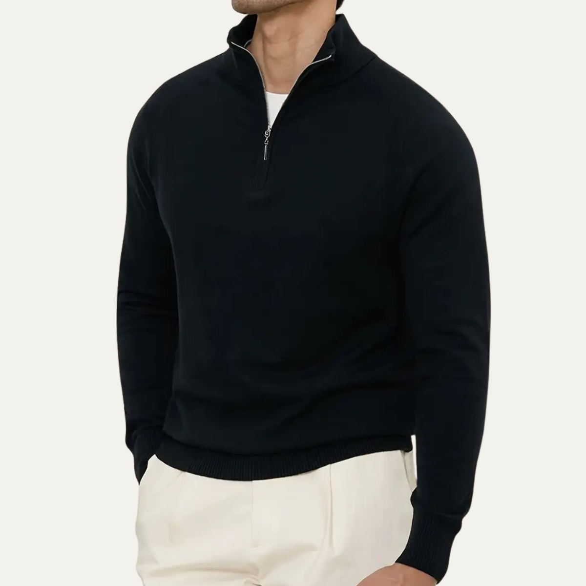 The Brookline Ridge Men's Classic Mock Neck Half Zip Cashmere Sweater
