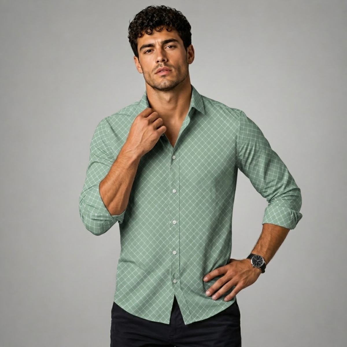 The Merano Men’s Geometric Print Button Down Shirt