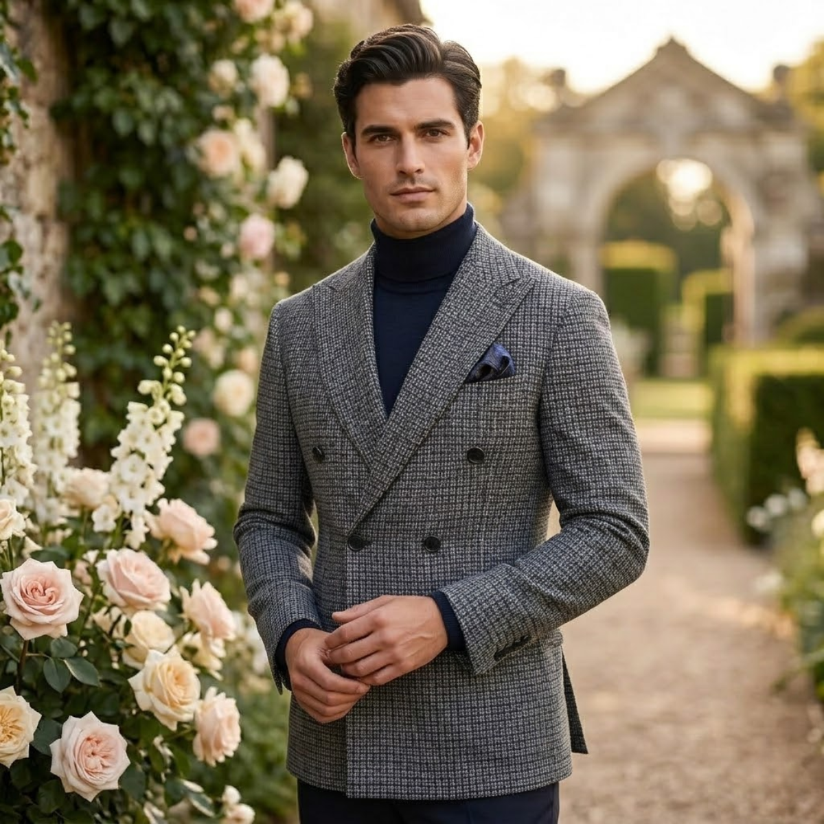The Garda Porto Men’s Checked Double Breasted Plaid Blazer - Wedding Guest