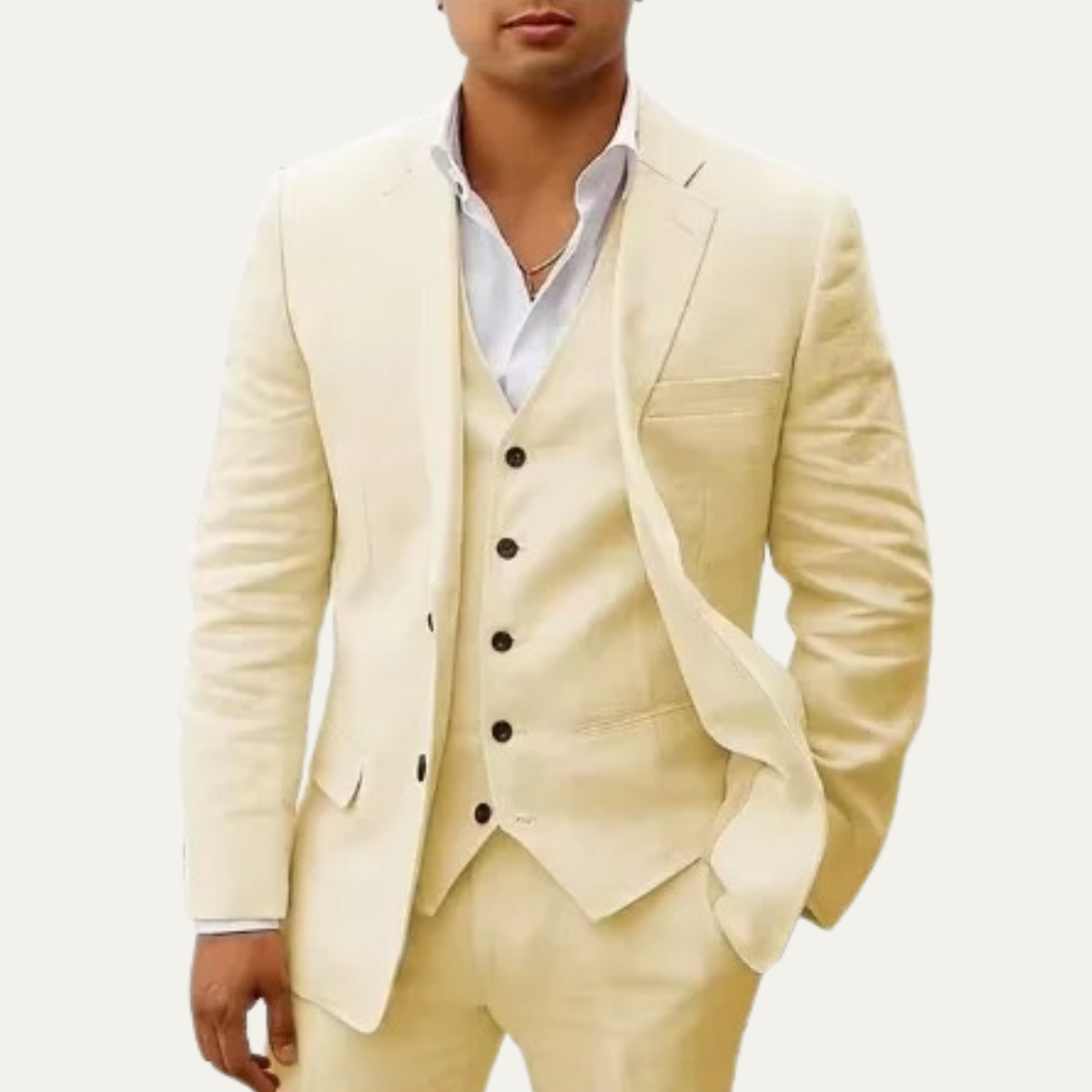 The Bridgewater Men’s Trendy 3 Piece Linen Summer Suit – Blazer, Vest & Pants