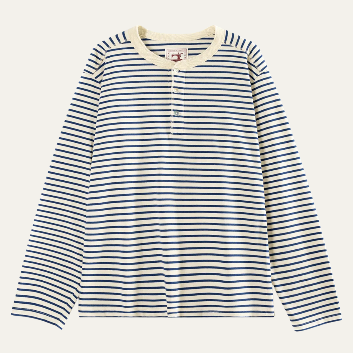 The Ironcrest Men’s Classic Striped Long Sleeve Henley T Shirt