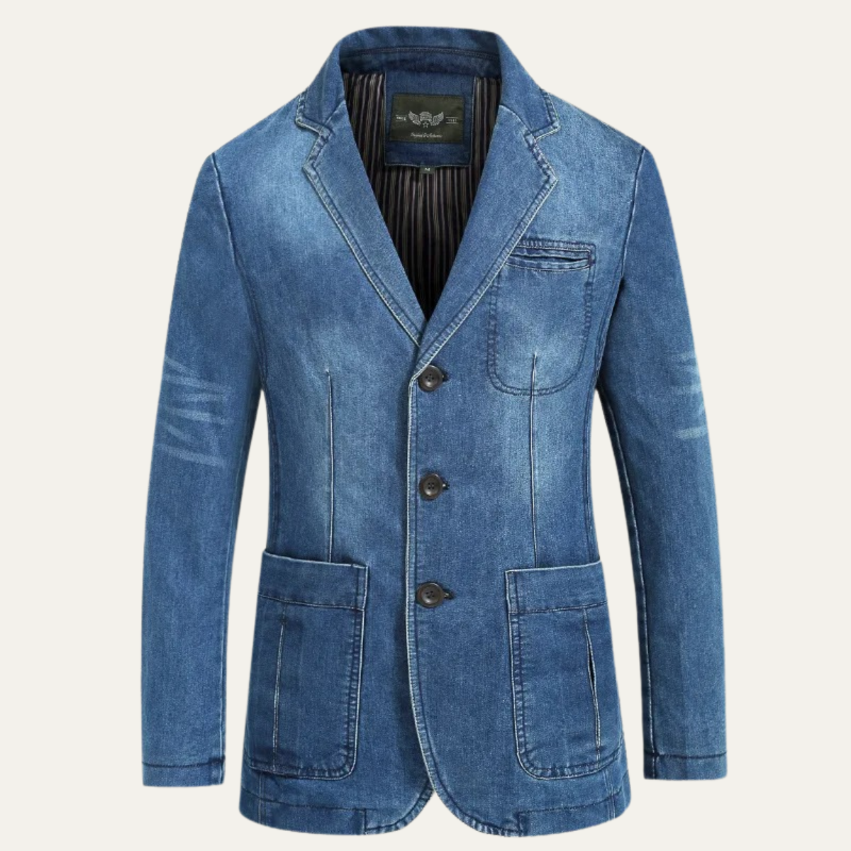 The Maplecrest Men’s Washed Vintage Denim Blazer Jacket