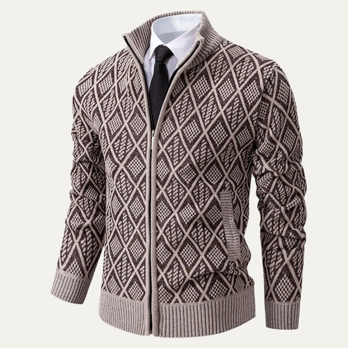 The Arezzo Men’s Smart Casual Diamond Patterned Knit Jacket