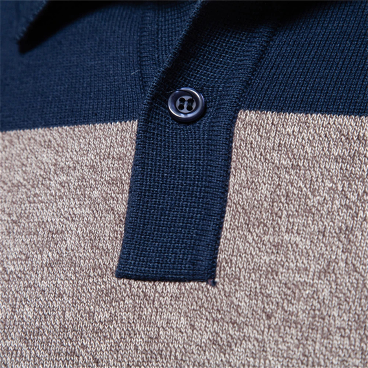 The Latina Men’s Cotton Button Up Striped Knit Polo Sweater