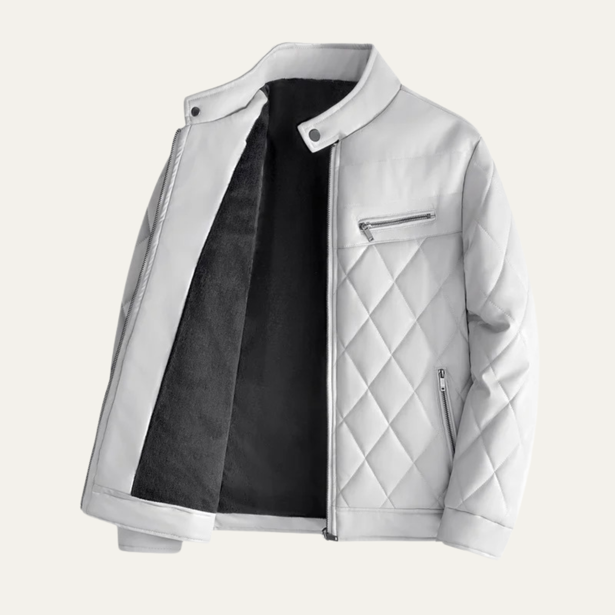 The Moscova Men's Winter Thickened Quilted Biker Leather Jacket