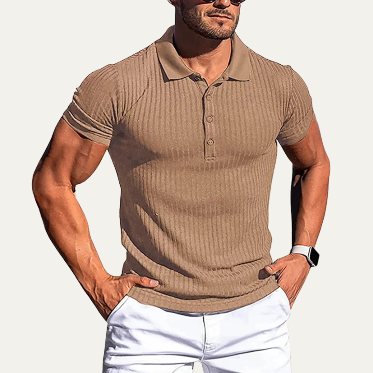 The Brenton Men’s Ribbed Knit Slim Fit Polo Shirt