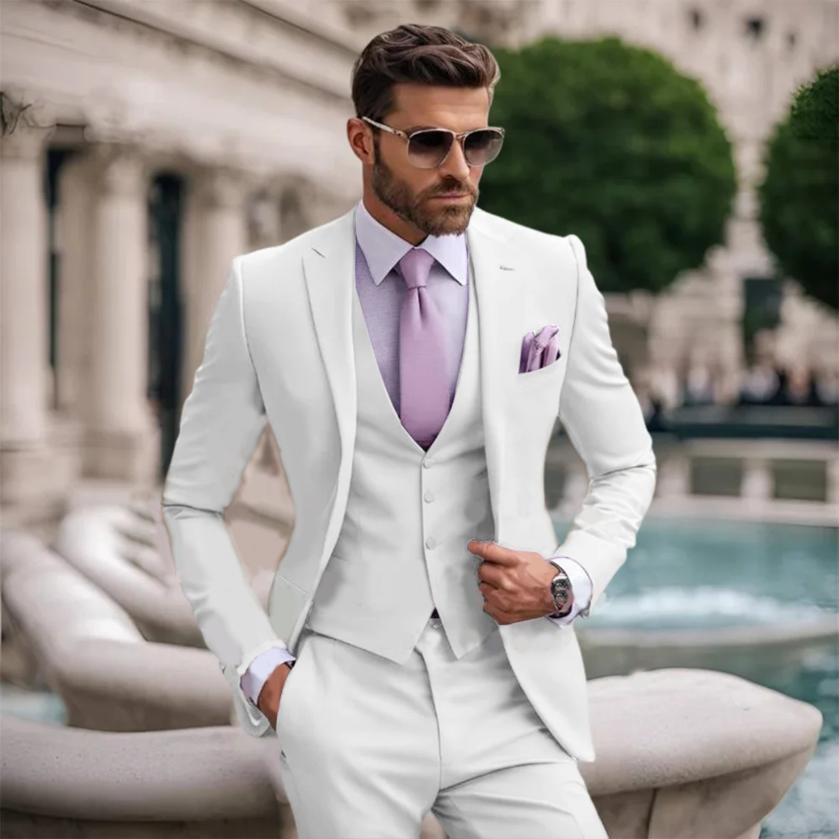 The Silverwood Men’s 3 Piece Slim Fit Suit – Elegant Blazer, Waistcoat & Trousers Set